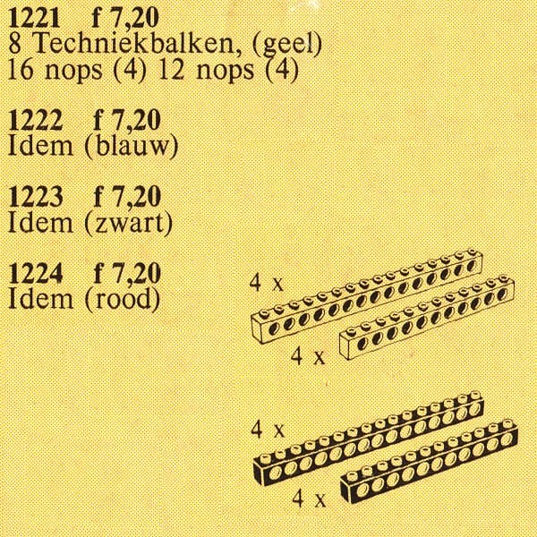 TECHNIC beams - yellow LEGO set (#1221-1, 1982)