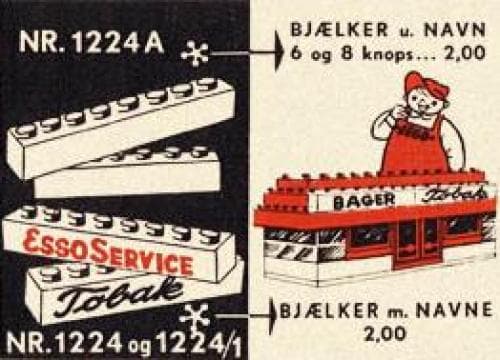 8 Danish Named Beams LEGO set (#1224.1-1, 1955)