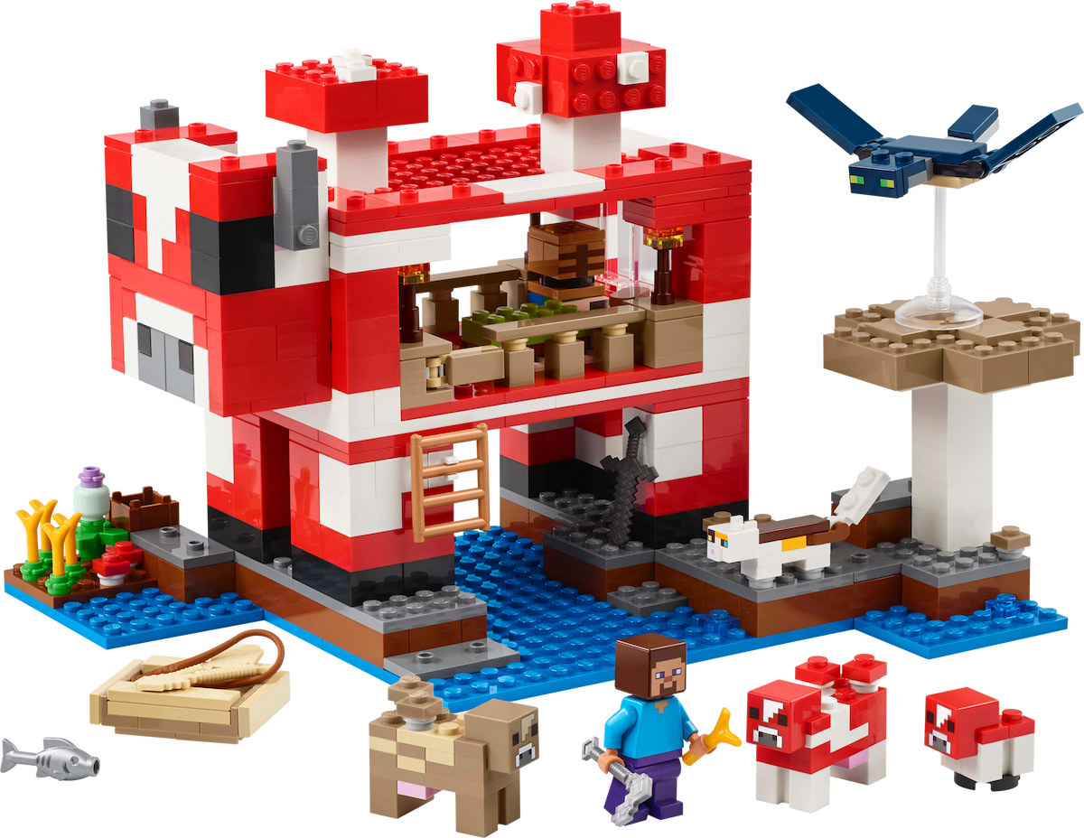 The Mooshroom House LEGO Minecraft set (#21270-1, 2025)