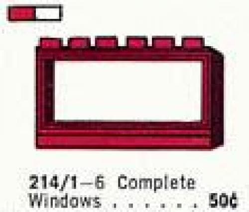 1 x 6 x 3 Window with Frame LEGO set (#214.1-1, 1961)