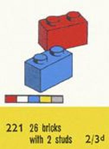 1 x 2 Bricks LEGO set (#221-2, 1958)