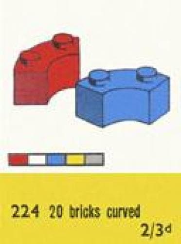 2 x 2 Curved Bricks LEGO set (#224-3, 1958)