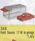 1:87 Ford Taunus 17M de Luxe with Garage LEGO set (#263-2, 1961)