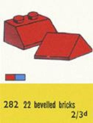 2 x 2 Sloping Roof Bricks, Blue LEGO set (#282-2, 1958)