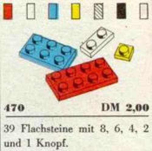 1 x 1, 1 x 2, 2 x 2, 2 x 3, 2 x 4 Plates (System) LEGO set (#470-1, 1966)