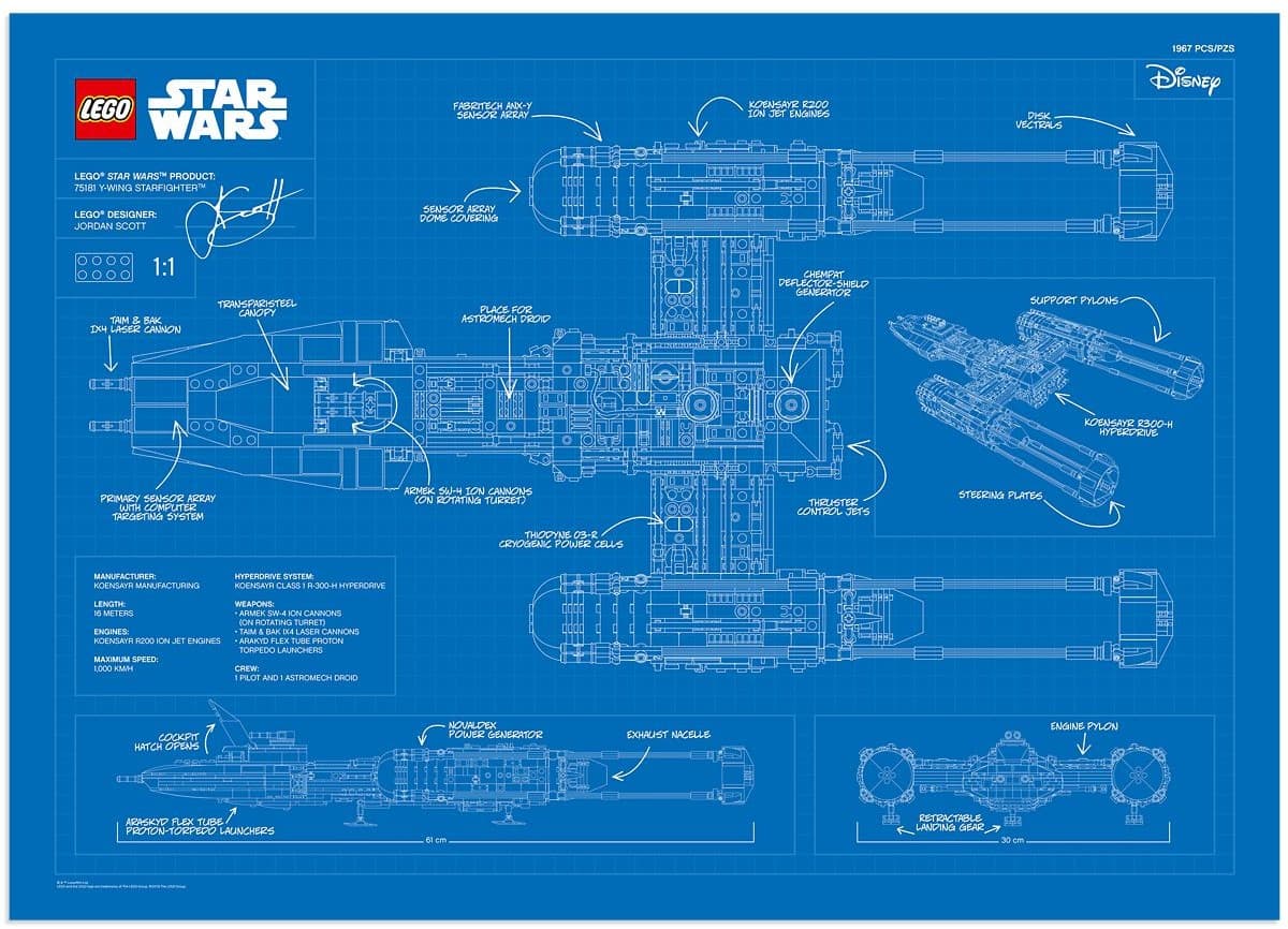 UCS Y-Wing Blueprint Poster LEGO set (#5005624-1)