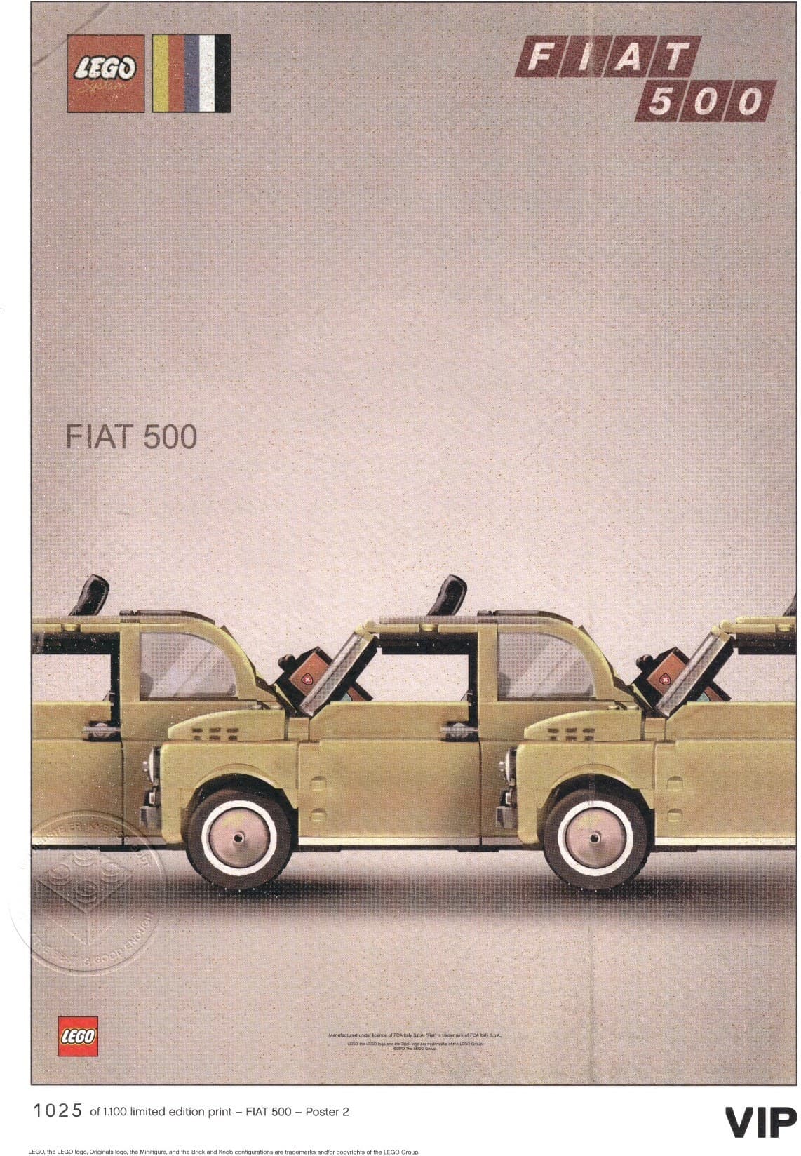 Fiat Art Print: "Three Cars" LEGO set (#5006304-1)
