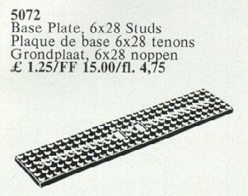 Wagonplate, 6 x 28 Studs LEGO Train set (#5072-1, 1987)