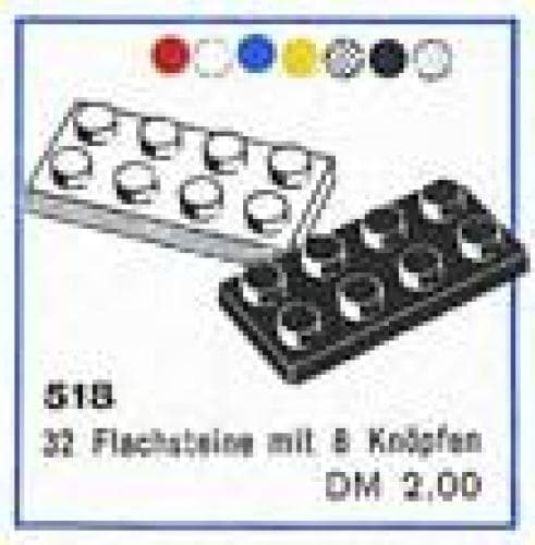 2 x 4 Plates (cardboard box version) LEGO set (#518-1, 1962)