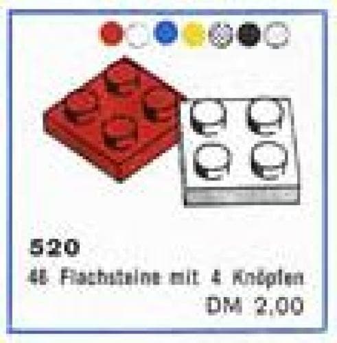 2 x 2 Plates (cardboard box version) LEGO set (#520-1, 1962)