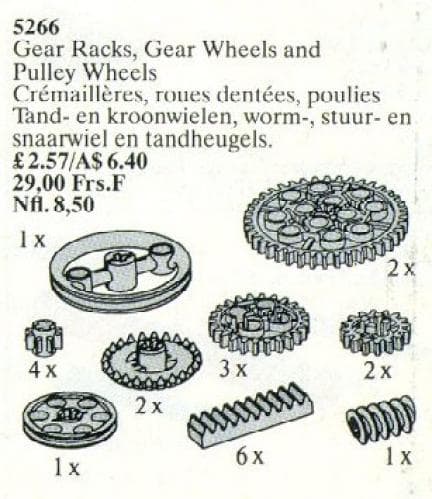 Gear Wheel Assortment / Gear Racks, Gear Wheels and Pulley Wheels LEGO set (#5266-1)