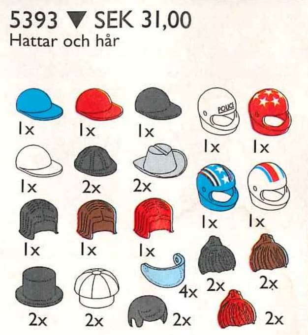 Headgear (Hats and Hair) LEGO set (#5393-1, 1997)