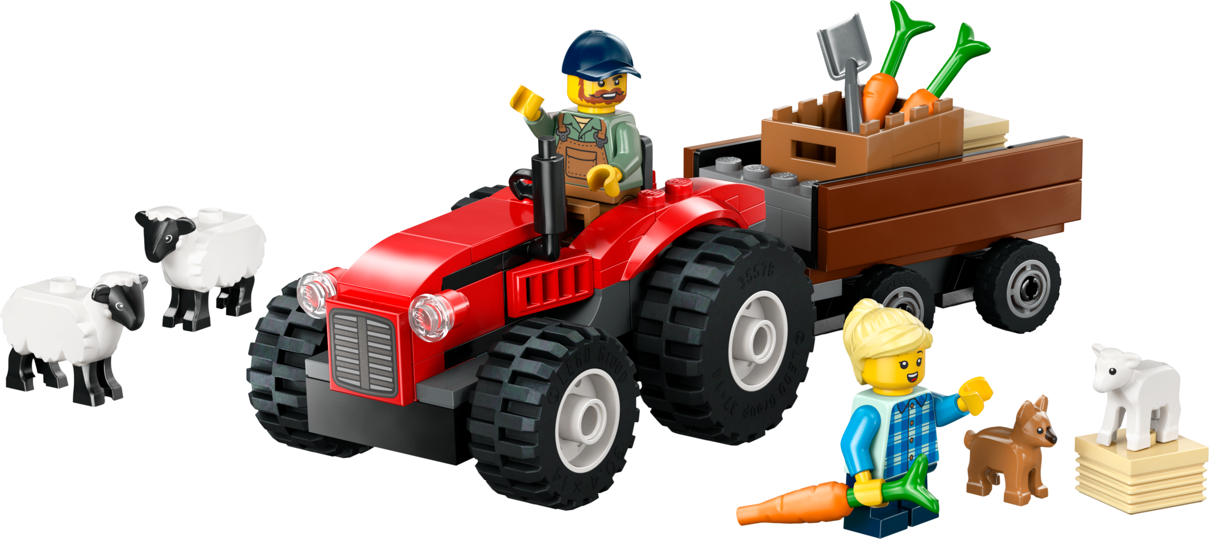 Red Farm Tractor with Trailer & Sheep LEGO set (#60461-1)