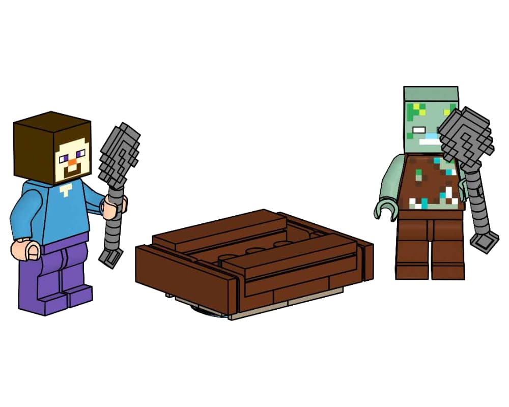 Steve with Boat and Water Zombie