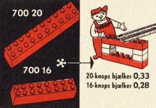 Individual 2 x 8 Bricks LEGO set (#700.16-1, 1954)