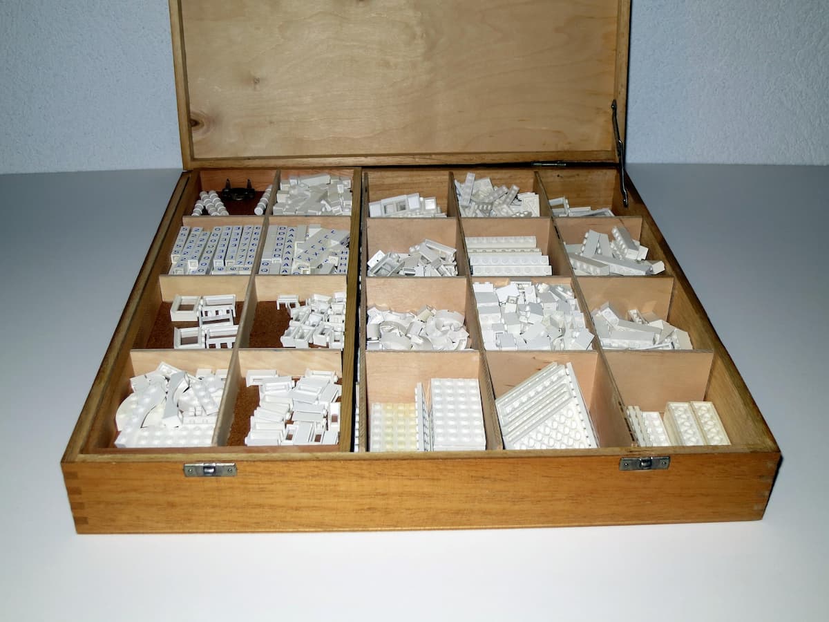 Wooden Storage Box Large (Double Latch) with Contents, with Lattice