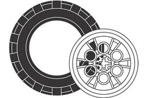 Red Rover Tires and Hubs (4 tires 4 hubs) LEGO set (#970021-1)