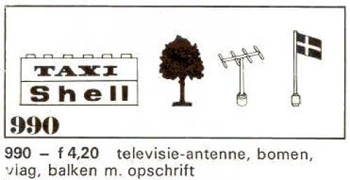 Trees and Signs (1969 version with old style trees and 3 bricks) LEGO set (#990-2, 1969)
