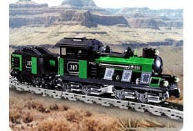 Large Train Engine with Tender Green