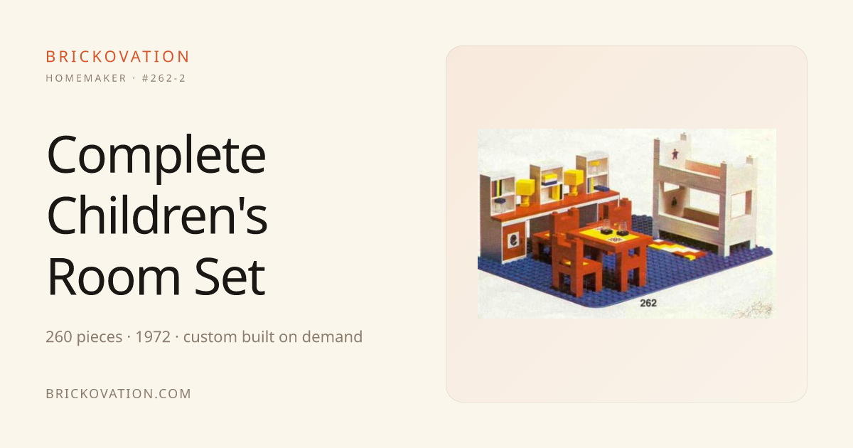 Complete Children's Room Set — LEGO Homemaker #262-2 (1972) · Brickovation