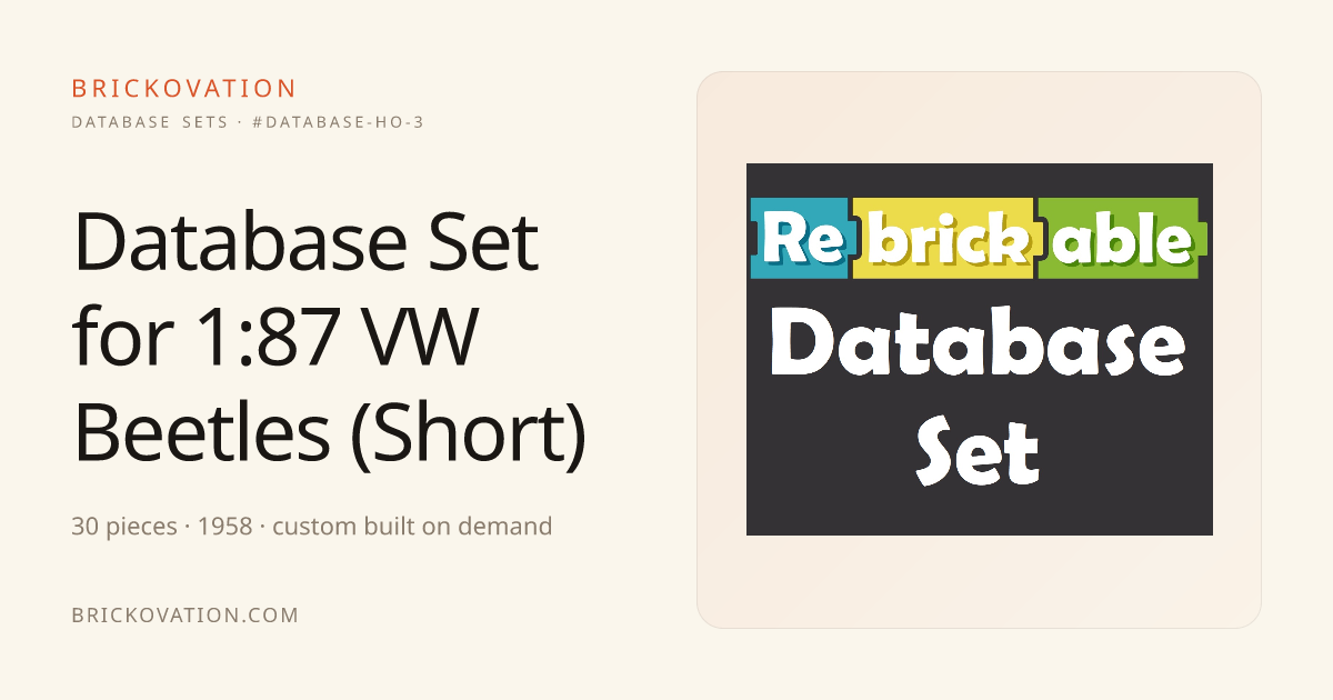 Database Set for 1:87 VW Beetles (Short) — LEGO Database Sets #DATABASE ...